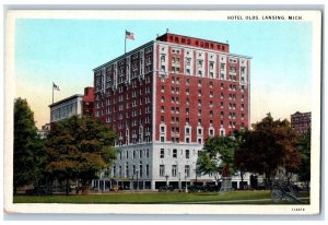 c1920 Hotel Olds Exterior Building Lansing Michigan MI Vintage Antique Postcard