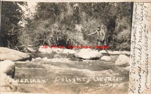 WY, Riverton, Wyoming, RPPC, Fisherman, H.C. Martin Trout Fishing Crow Creek