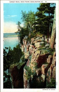 Vintage Vermont Postcard - Burlington - Sunset Rock