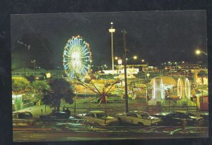 MYRTLE BEACH SOUTH CAROLINA SC AMUSEMENT PARK AT NIGHT OLD CARS POSTCARD