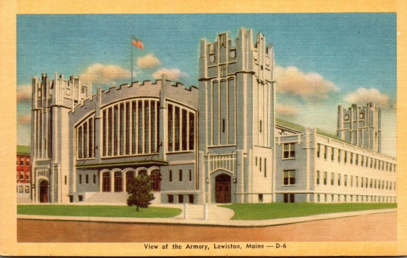 Maine Lewiston View Of The Armory Curteich