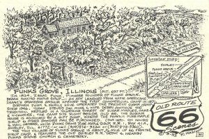 FUNKS GROVE, Illinois IL   SIRUP CAMP~Old Route 66  1993 Waldmire 4x6 Postcard