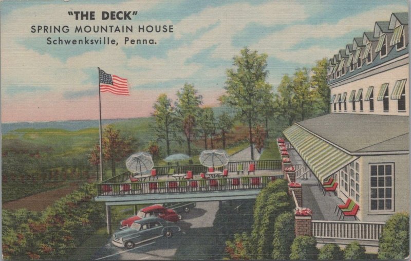 Postcard The Deck Spring Mountain House Schwenksville PA