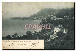 Old Postcard Monte Carlo seen from the road Menton