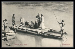 Ceylon Vintage Unused Postcard Primitive Ferry Boat Natives Costumes