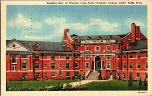 Lowther Hall Iowa State Teachers College Cedar Falls IA c1944 Linen Postcard C39