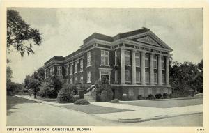 Vintage Postcard First Baptist church Gainesville FL Alachua County