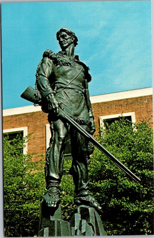 Postcard WV Charleston The Mountaineer statue West Virginia University