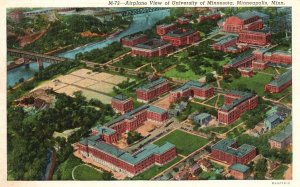 Vintage Postcard Airplane View of School University of Minnesota Minneapolis MN