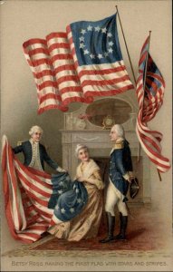 Winsch American History Betsy Ross Making First American Flag c1910 Postcard