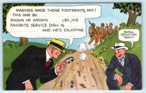 DICK TRACY & PAT  Comic WWII ERA MILITARY Marines 1942 King Syndicate   Postcard