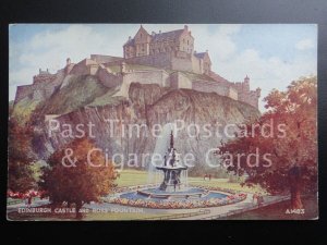 c1950's Edinburgh Castle and Ross Fountain - from original Art by J. Hutton