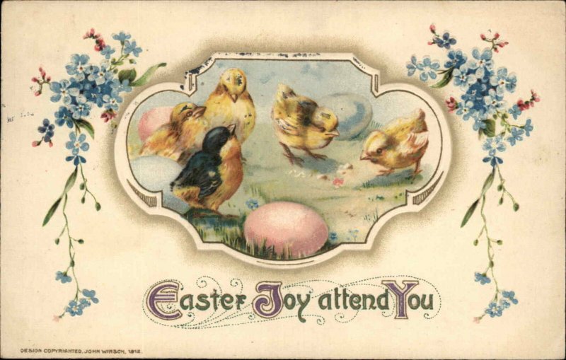 Winsch Easter Chicks Decorated Egg Embossed c1910 Vintage Postcard