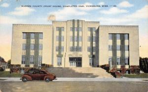 Vicksburg Mississippi 1940s Linen Postcard Warren County Court House