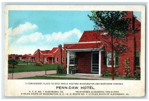 c1920 Alexandria Virginia Penn Daw Hotel & Restaurant Cottages Vintage Postcard