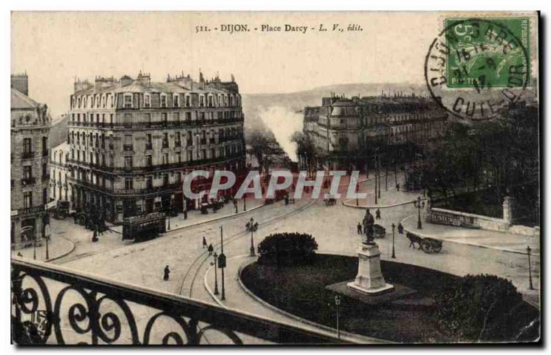 Dijon - Place Darcy - Postcard Old Train