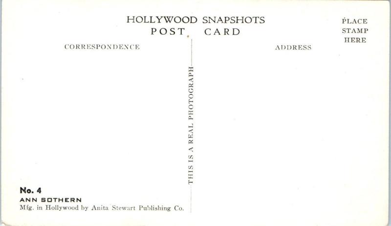 RPPC HOLLYWOOD, CA California  Actress/Singer ANN SOTHERN   c1940s  Postcard