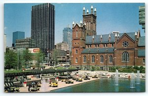 1960s ATLANTA GA GEORGIA DOWNTOWN HUGE COKE SIGN FOUNTAINS CHURCH POSTCARD P2290