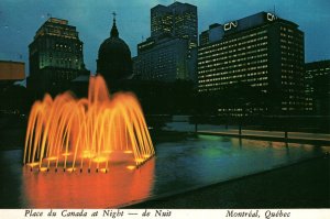 CONTINENTAL SIZE POSTCARD CANADA PLACE AT NIGHT MONTREAL QUEBEC 1970s