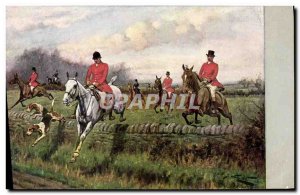 Old Postcard Fancy Horses Equestrian Hunting