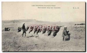 Old Postcard Ambush Army Major maneuvers in a trench