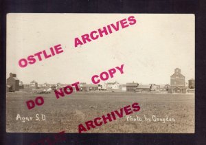 Agar SOUTH DAKOTA RPPC c1910 DEPOT Train Station BASEBALL GAME 76 People!