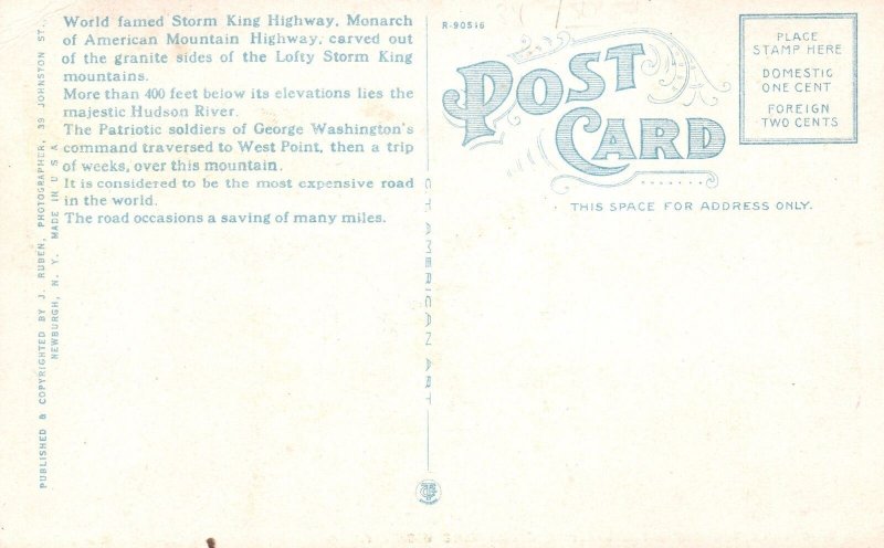 Vintage Postcard Storm King Highway Hudson River Highest Elevation New York NY