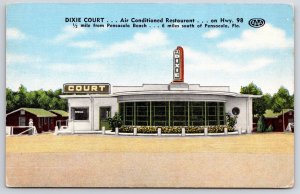 Vintage Postcard Dixie Court Dining Room Restaurant Building Pensacola Florida