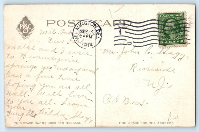 c1914 Wilmington Delaware DE Postcard Moonlight Brandywine Night Scene Posted