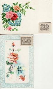 NEW YEAR  ROSES  (2) 1908 postcards w add-on CALENDARS
