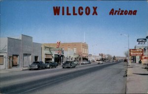 Willcox Arizona AZ Classic 1950s Cars Street Scene Vintage Postcard