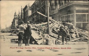 Dayton Ohio OH Flood of 1913 Flood Wreckage on Street Vintage Postcard