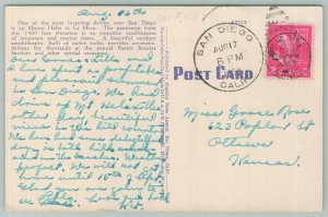 San Diego California~Mount Helix~1940s Linen Postcard