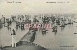 Old Postcard Cancale The Emerald Coast RV Boat Lighthouse