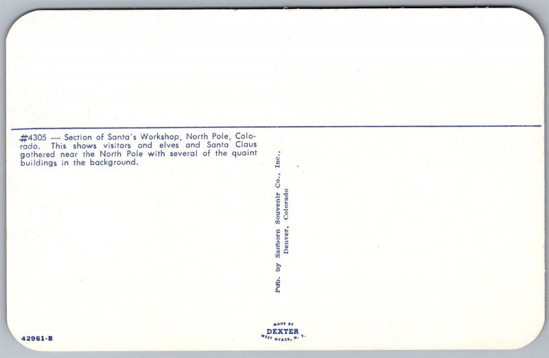 Vtg North Pole Colorado CO Santa's Workshop Chrome View Postcard
