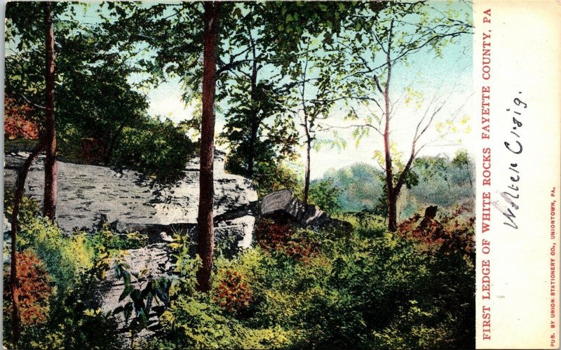 First Ledge White Rocks Fayette County PA Pennsylvania Antique Postcard UDB UNP  