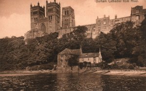 VINTAGE POSTCARD VIEW OF DURHAM CATHEDRAL FROM THE RIVER WEAR ENGLAND c. 1910s