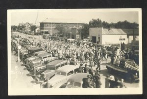 RPPC OAKLEY KANSAS DOWNTOWN STREET PARADE OLD CARS REAL PHOTO POSTCARD