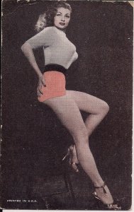 Arcade Card,Sexy Woman, ca. 1930-40's Girl w Sweater, Fashion, Great Legs & Hair