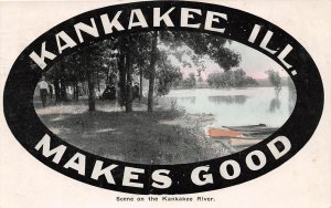 H58/ Kankakee Illinois Postcard c1910 Makes Good Fancy Border River Scene