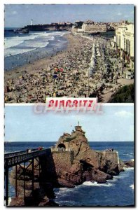 Modern Postcard Biarritz Beach The rock of the Virgin