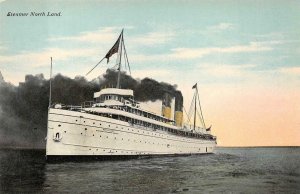 STEAMER SHIP NORTH LAND GREAT LAKES MICHIGAN POSTCARD (c. 1910)