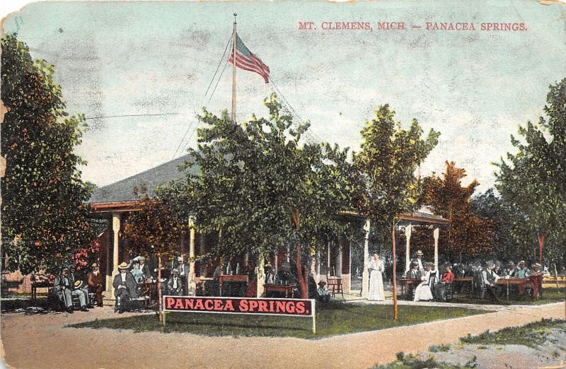 Mt Clemens Michigan~Panacea Springs~Victorian People @ Pavilion~1909 Pc