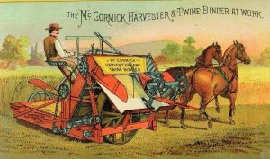 1884 The McCormic Harvester & Twine Binder Farm Scene Horses Man Field &N