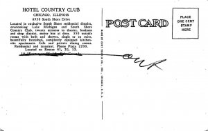 COUNTRY CLUB HOTEL South Shore Drive CHICAGO, IL c1920s RARE Vintage Postcard