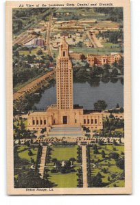 Baton Rouge Louisiana LA Postcard 1930-1950 LA State Capitol and Grounds