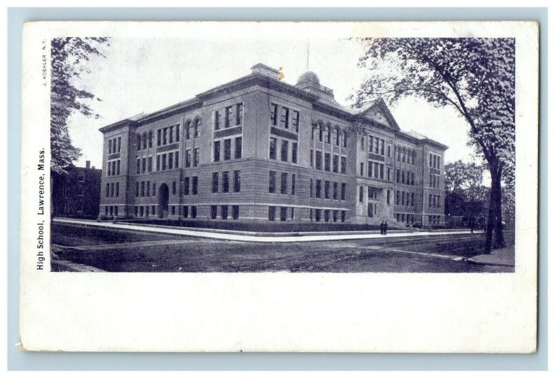 c1905 High School Building Lawrence Massachusetts MA Antique Postcard