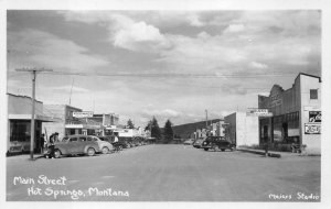 RPPC MAIN STREET HOT SPRINGS MONTANA COCA-COLA & PEPSI SIGNS REAL PHOTO POSTCARD