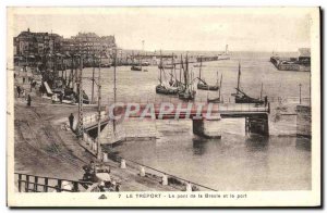 Old Postcard Le Treport The Bresle Bridge and Port Boat Motor