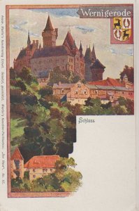 Wernigerode Schloss Gruss Aus Style German Painting Old Postcard